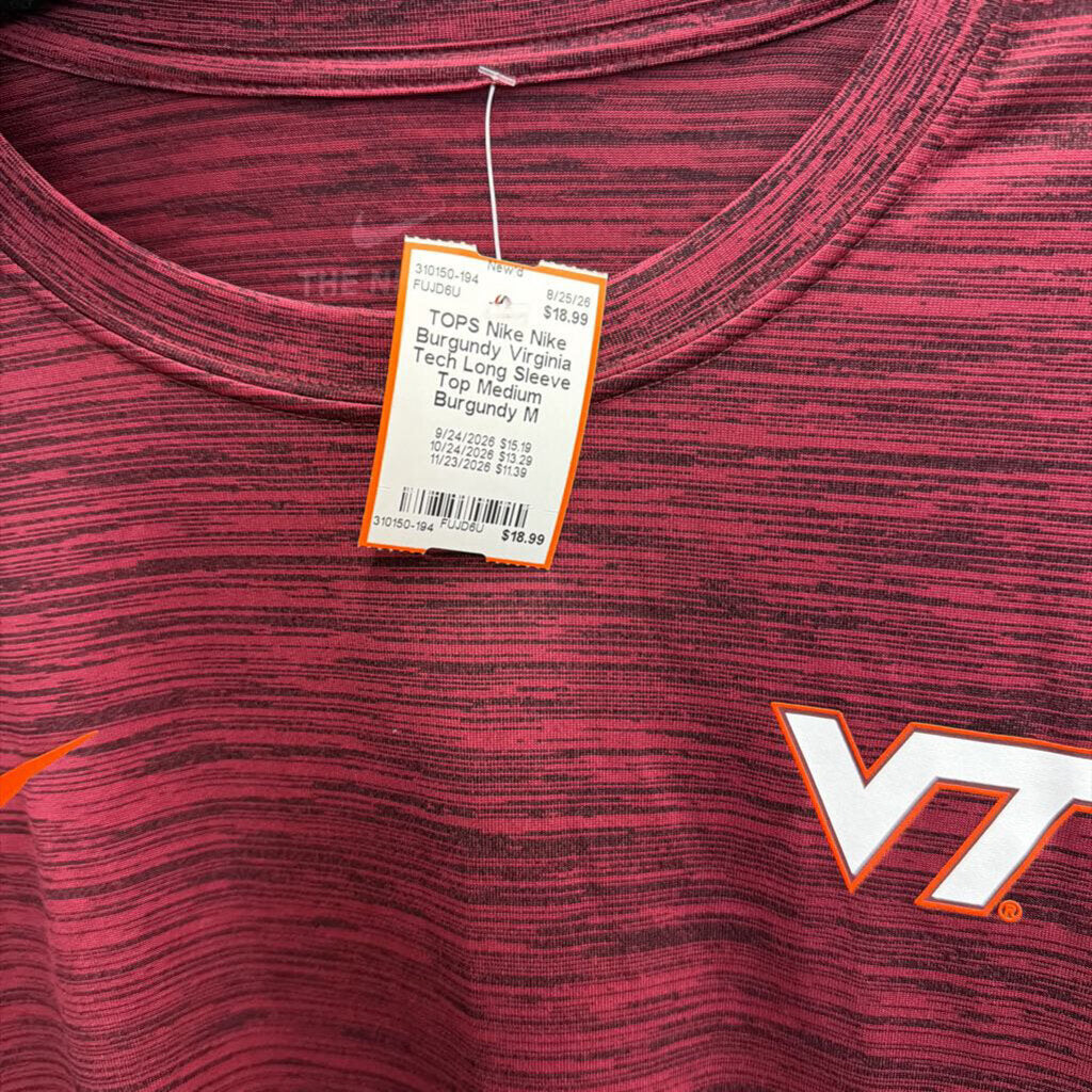 Nike Burgundy Virginia Tech Long Sleeve Top Medium