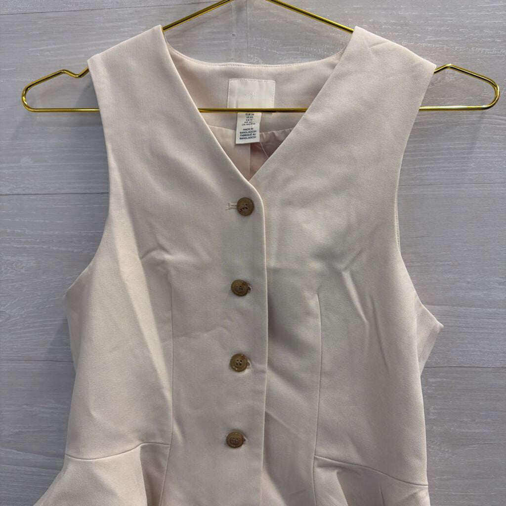 Cream Sleeveless Button Front Top Extra Small