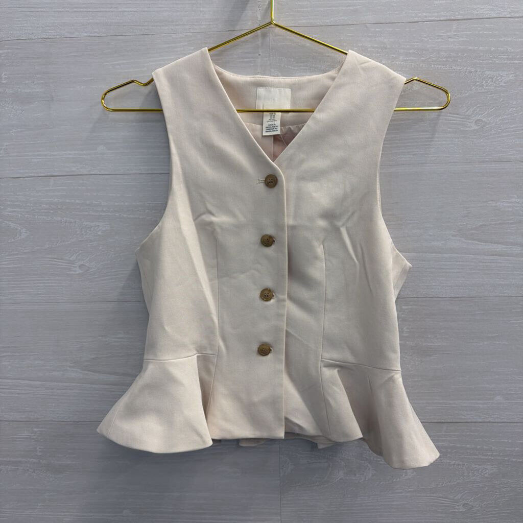 Cream Sleeveless Button Front Top Extra Small
