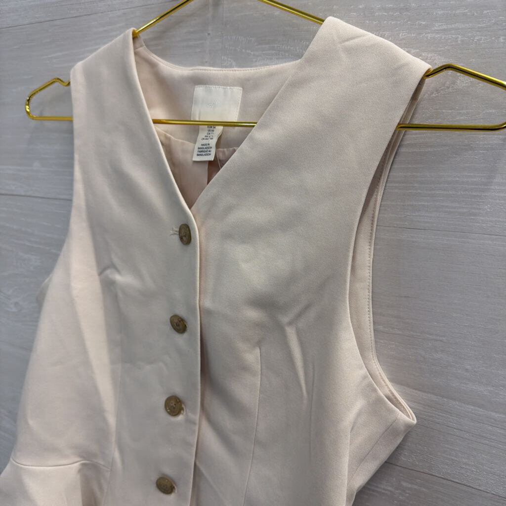 Cream Sleeveless Button Front Top Extra Small
