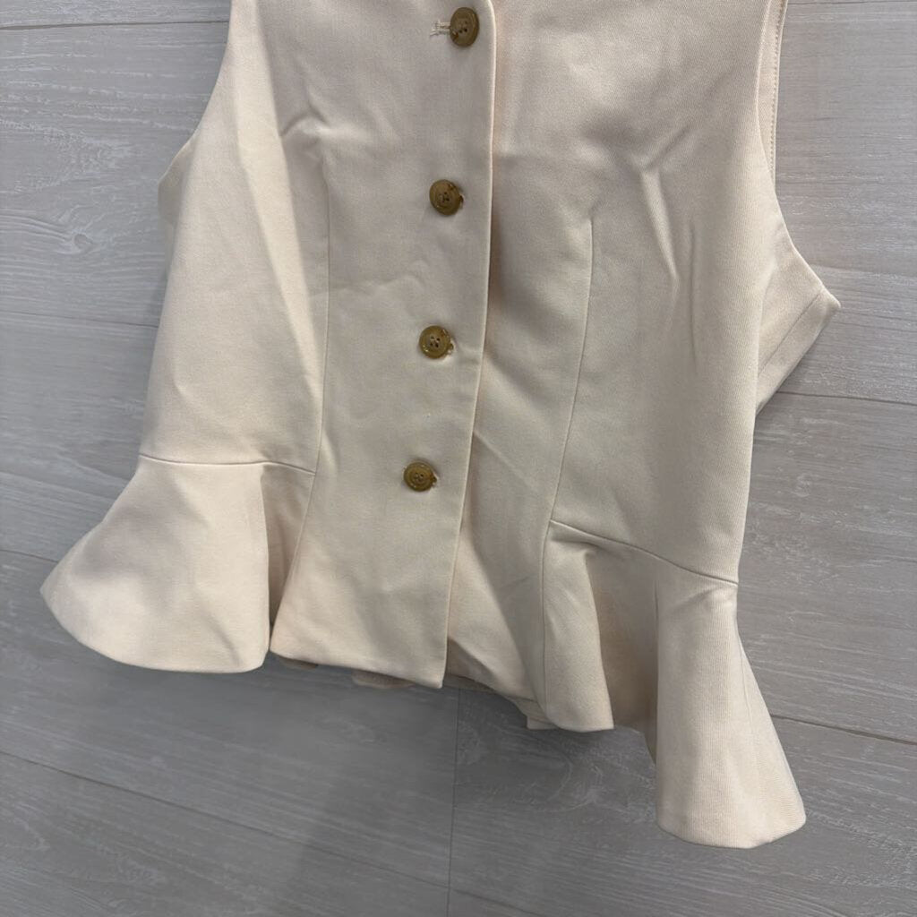 Cream Sleeveless Button Front Top Extra Small