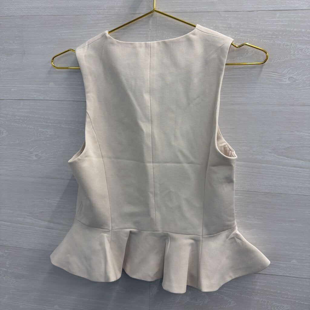 Cream Sleeveless Button Front Top Extra Small