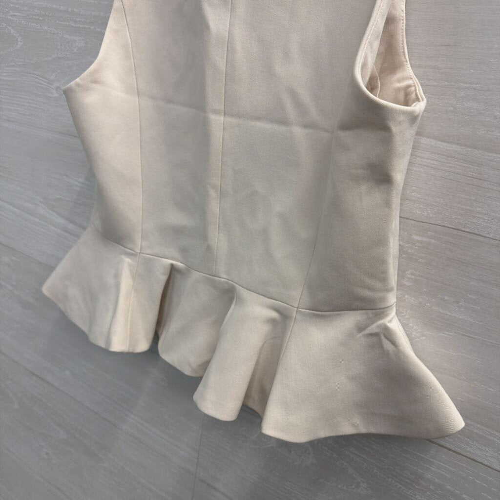 Cream Sleeveless Button Front Top Extra Small