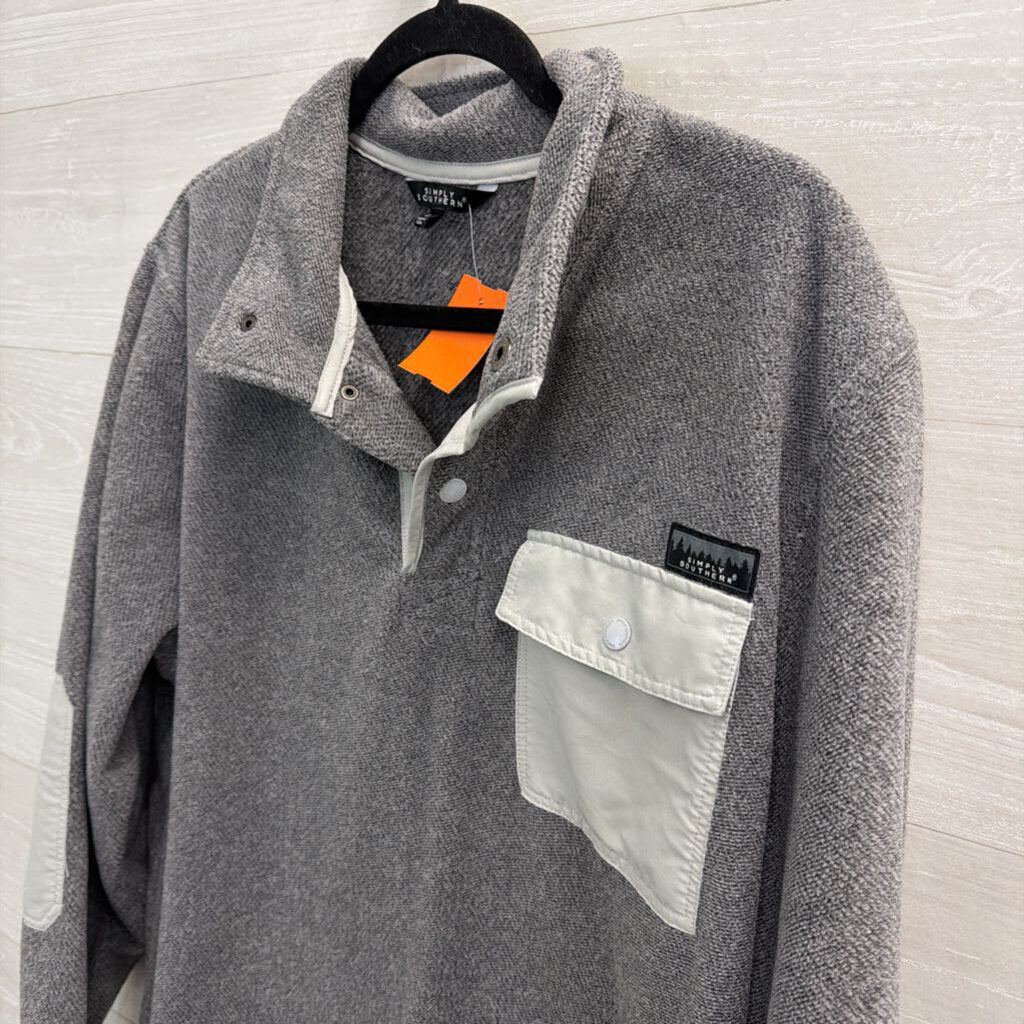 Simply Southern Grey Soft Long Sleeve Pullover Large