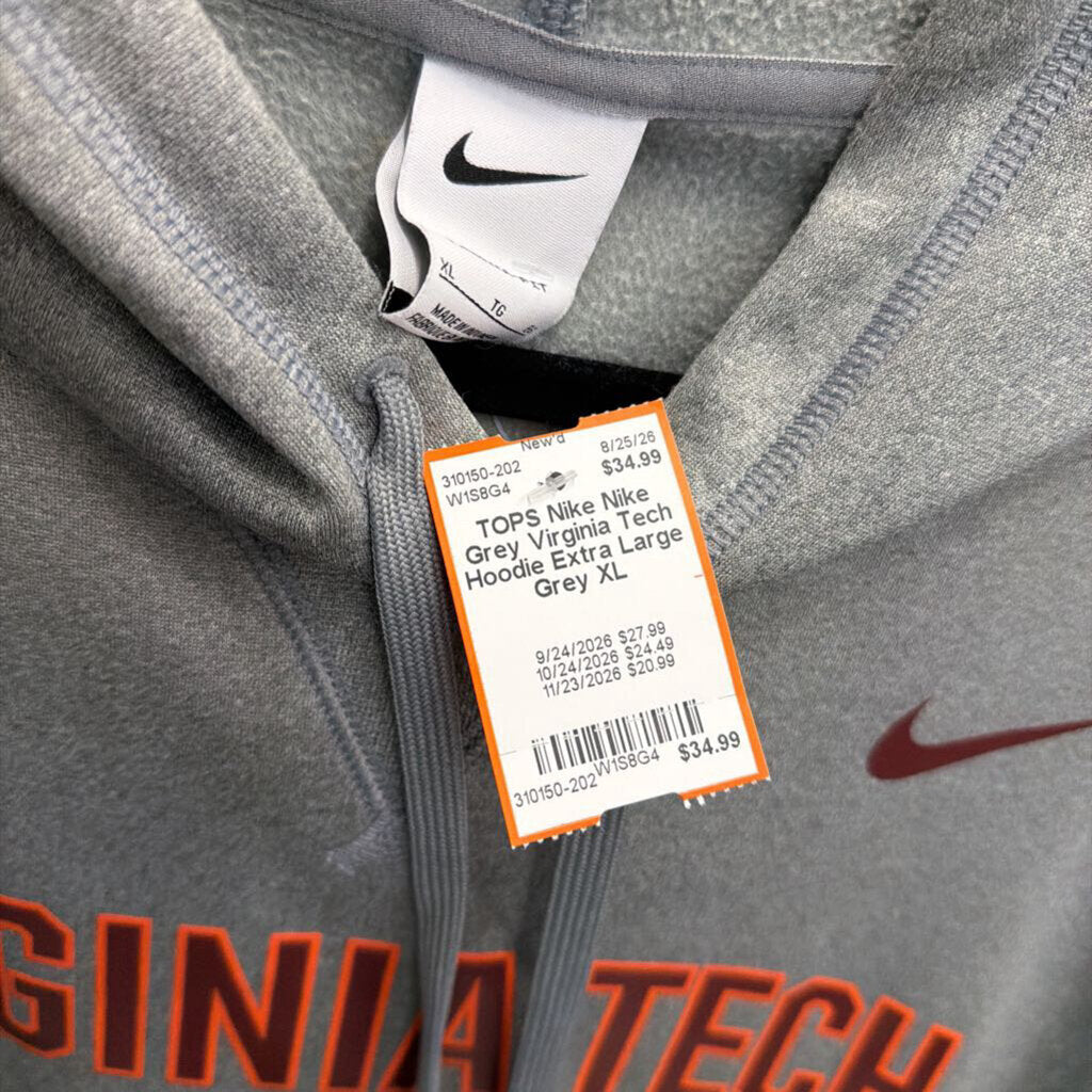 Nike Grey Virginia Tech Hoodie Extra Large