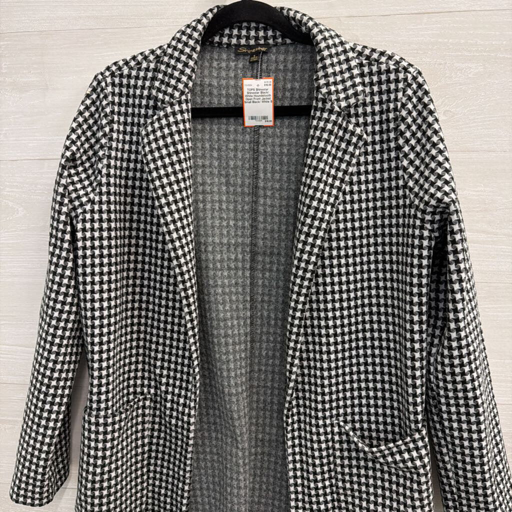 Shinestar Black/ White Houndstooth Open Front Jacket Small