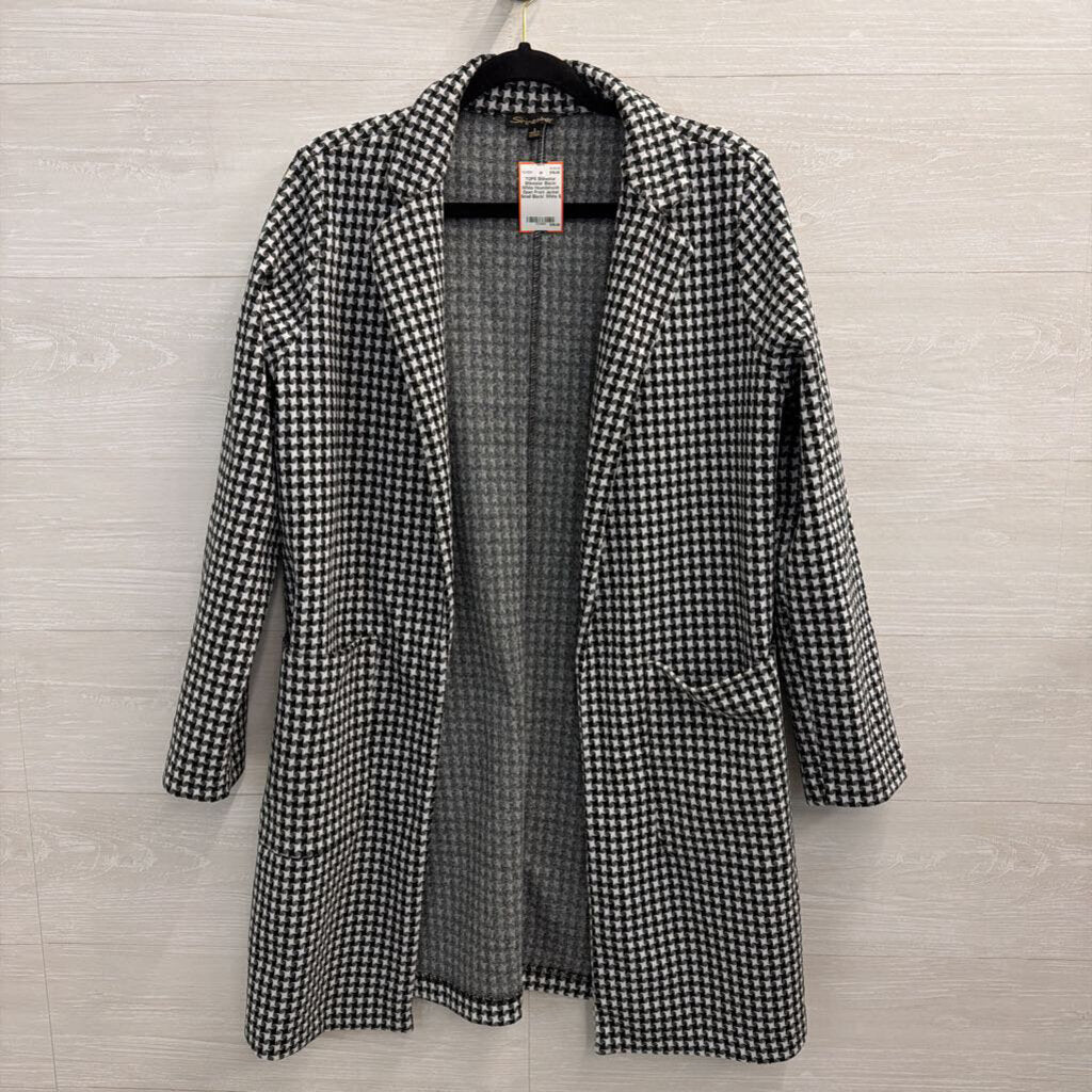 Shinestar Black/ White Houndstooth Open Front Jacket Small