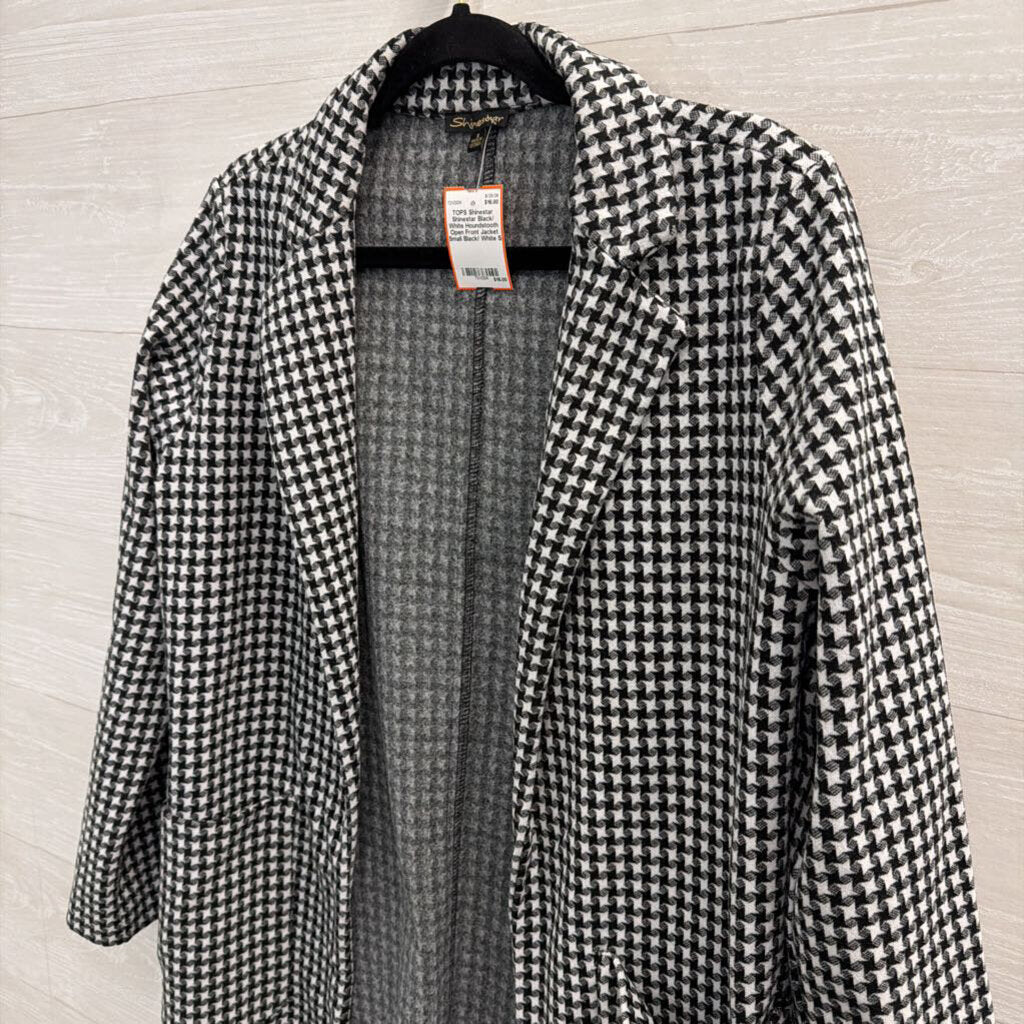 Shinestar Black/ White Houndstooth Open Front Jacket Small