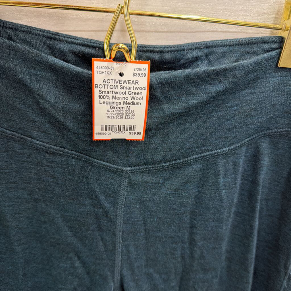 Smartwool Green 100% Merino Wool Leggings Medium