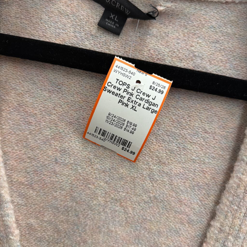 J Crew Pink Cardigan Sweater Extra Large