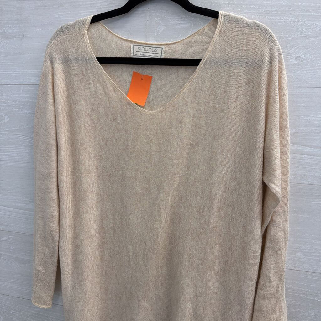 Sinuous Beige Knit Long Sleeve Top Small
