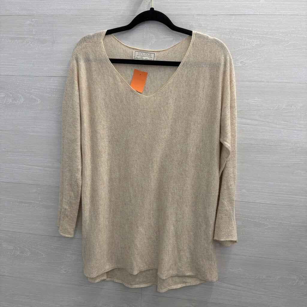 Sinuous Beige Knit Long Sleeve Top Small