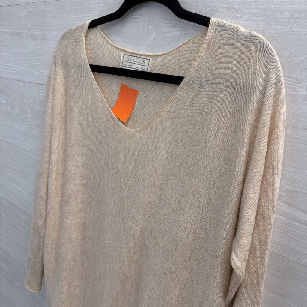 Sinuous Beige Knit Long Sleeve Top Small
