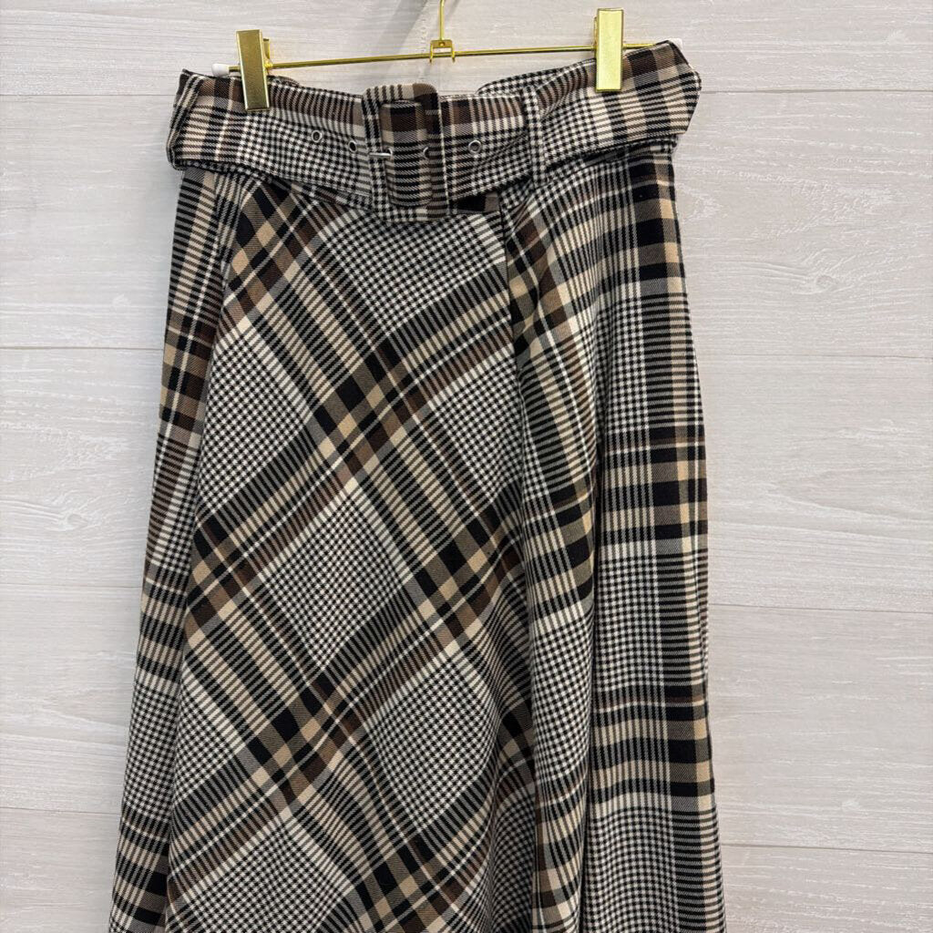 Brown/ Black Plaid Midi Skirt 6