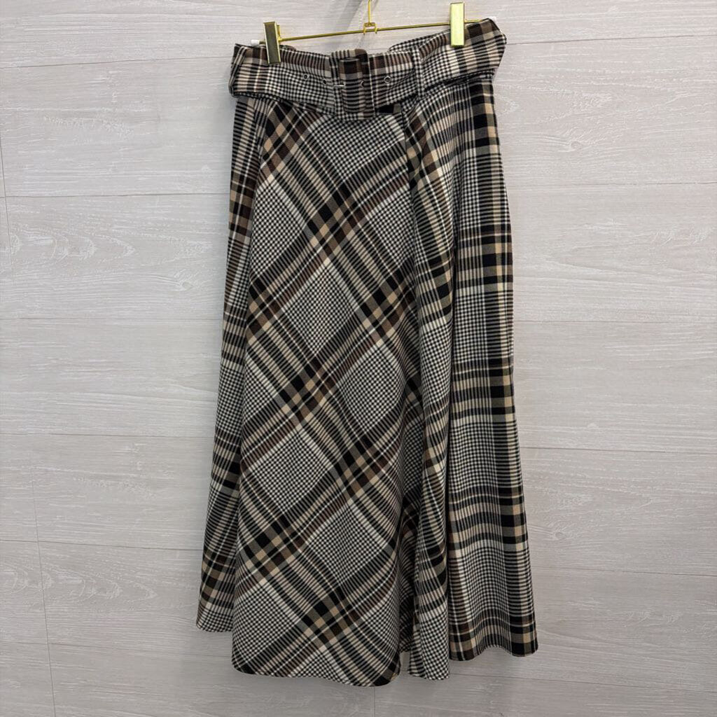 Brown/ Black Plaid Midi Skirt 6