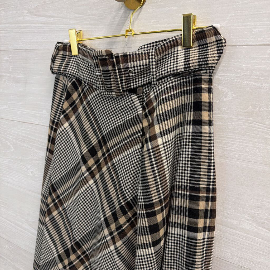 Brown/ Black Plaid Midi Skirt 6