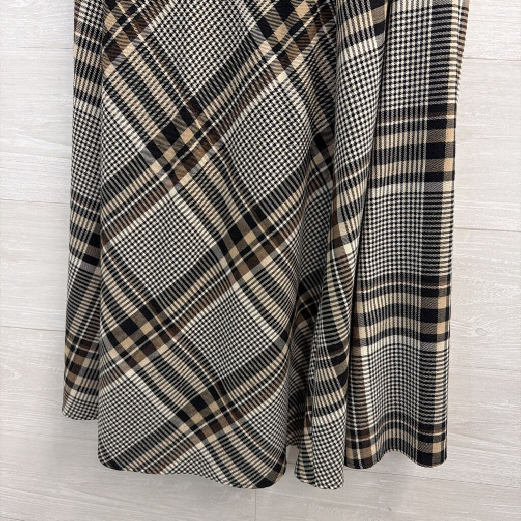 Brown/ Black Plaid Midi Skirt 6