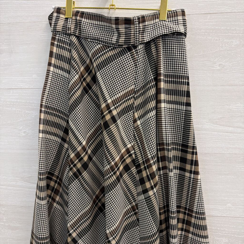 Brown/ Black Plaid Midi Skirt 6