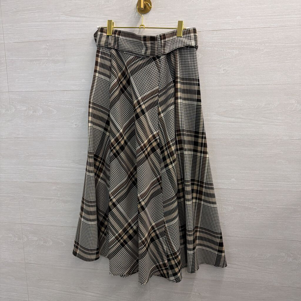 Brown/ Black Plaid Midi Skirt 6