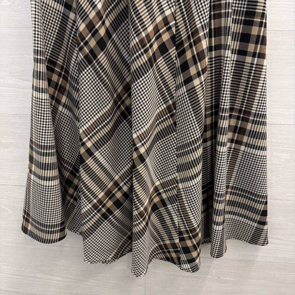 Brown/ Black Plaid Midi Skirt 6