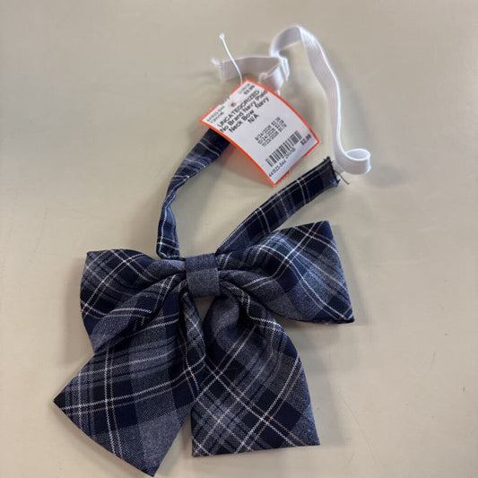 Navy Plaid Neck Bow