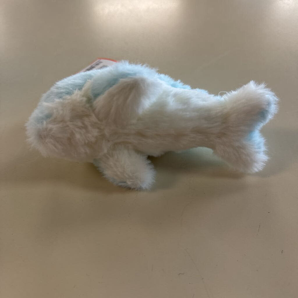 Blue/ White Soft Fuzzy Dolphin Keychain