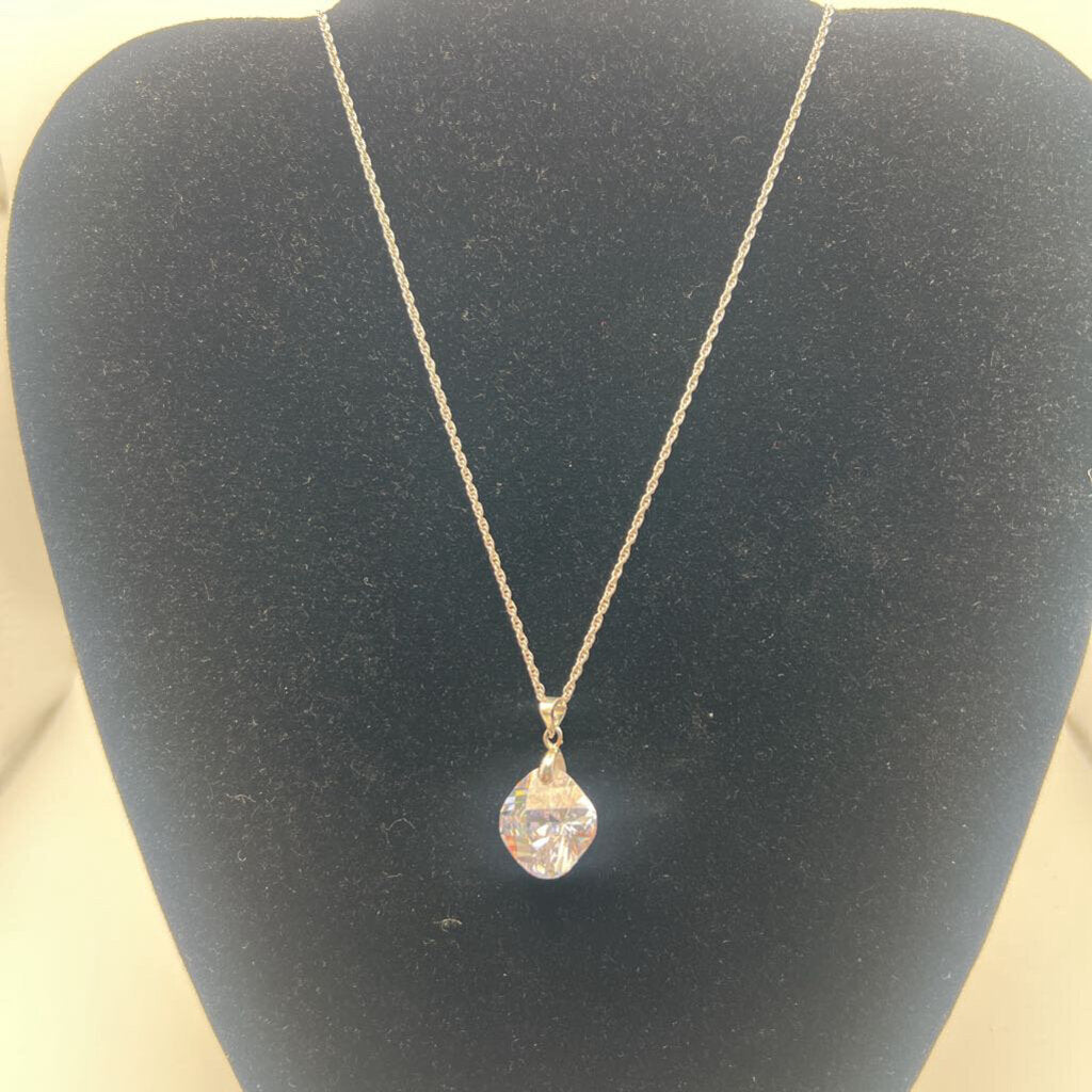 Silver Crystal Pendant Necklace