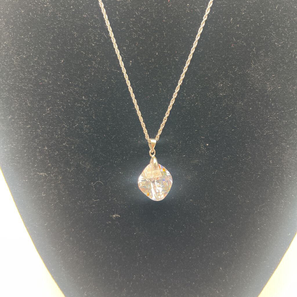Silver Crystal Pendant Necklace