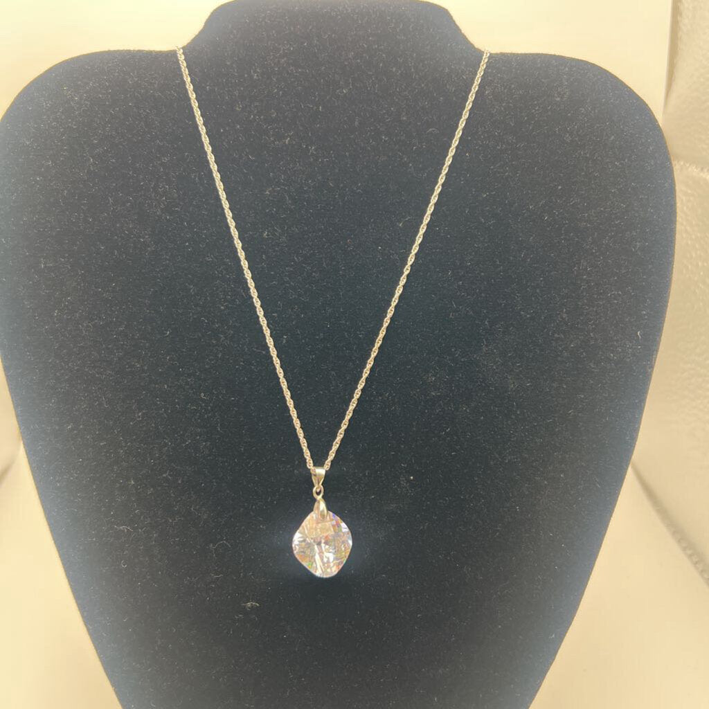 Silver Crystal Pendant Necklace