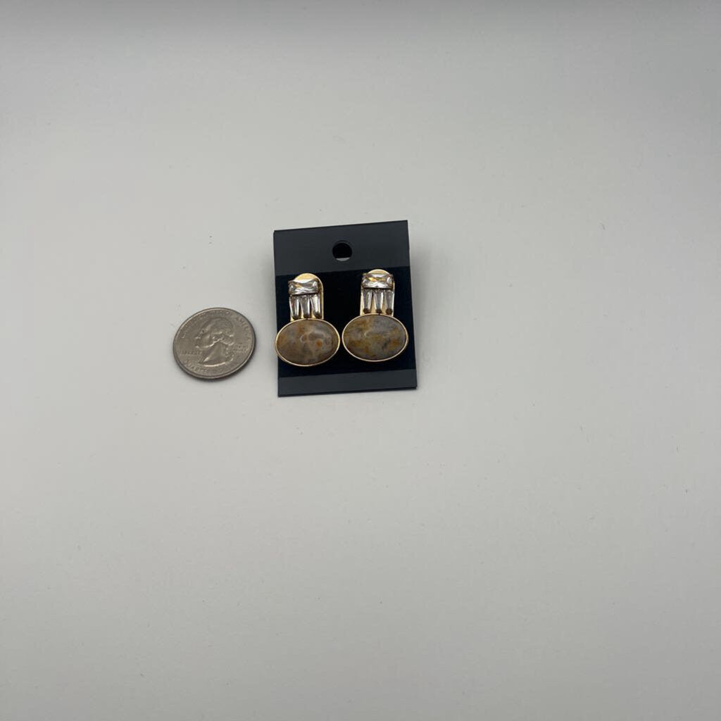 Gold/ Multi Stone Earrings