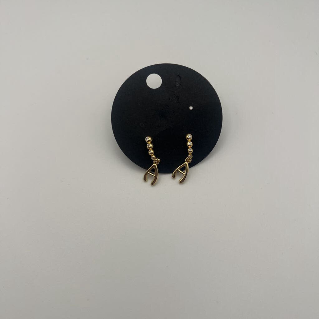 Gold Letter A Dainty Drop Earrings
