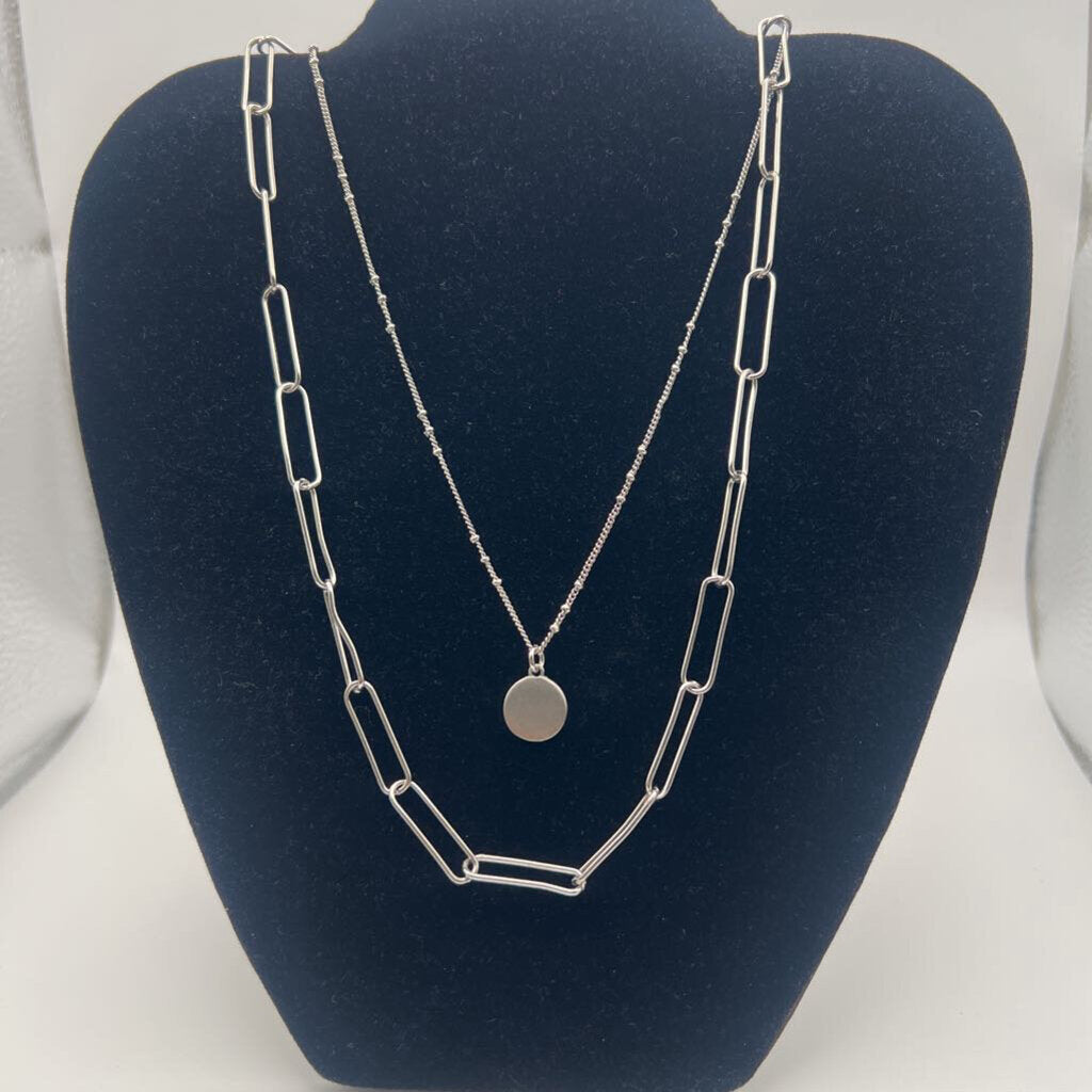 Silver Layered Chain Necklace