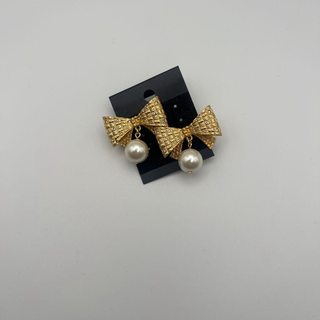 Kate Spade Gold/ Pearl Bow Earrings