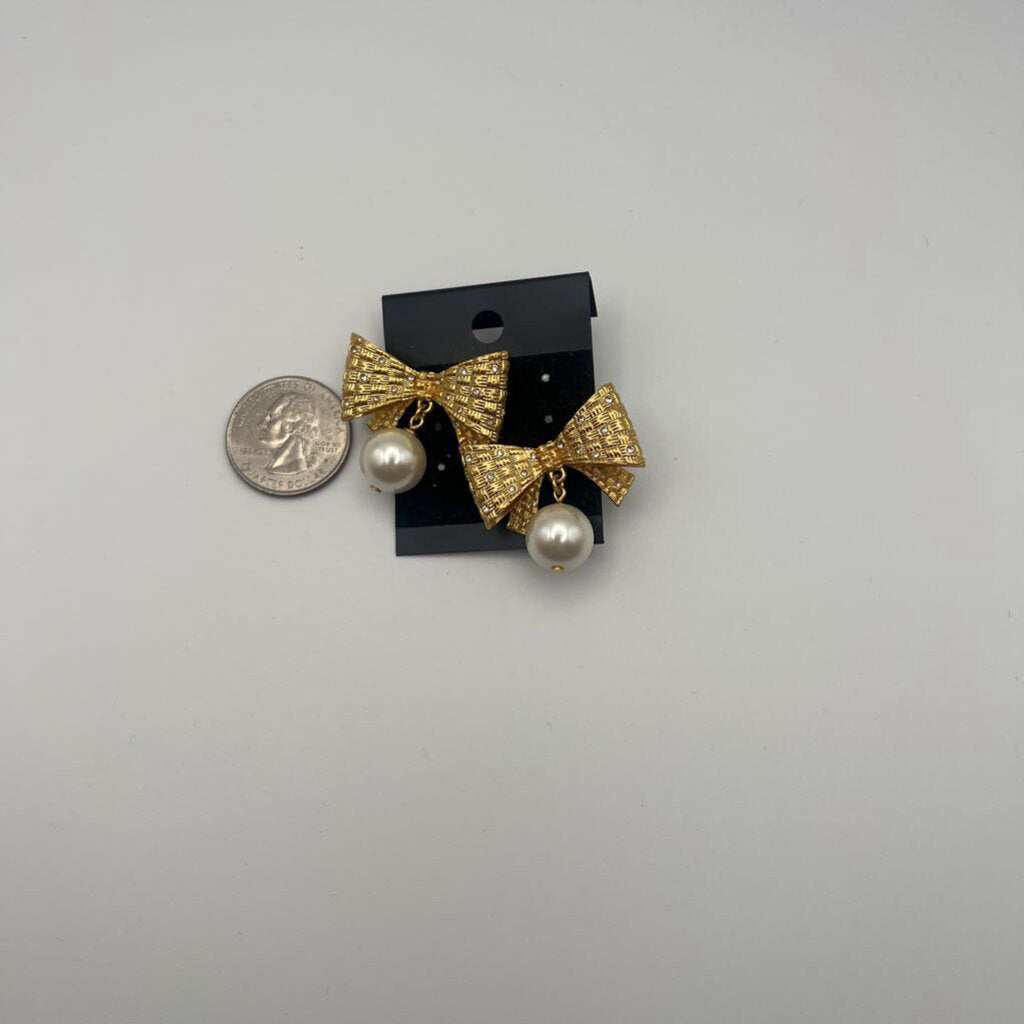 Kate Spade Gold/ Pearl Bow Earrings