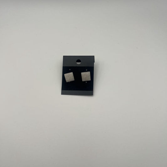 White Stone Square Stud Earrings