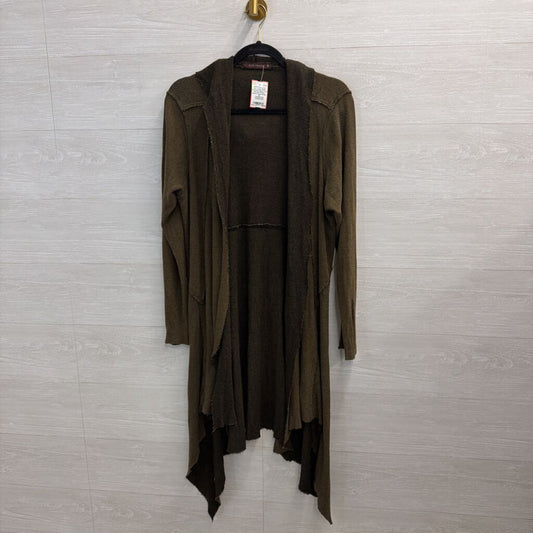 Cut Loose Green Textured Open Front Hooded Duster Extra Large