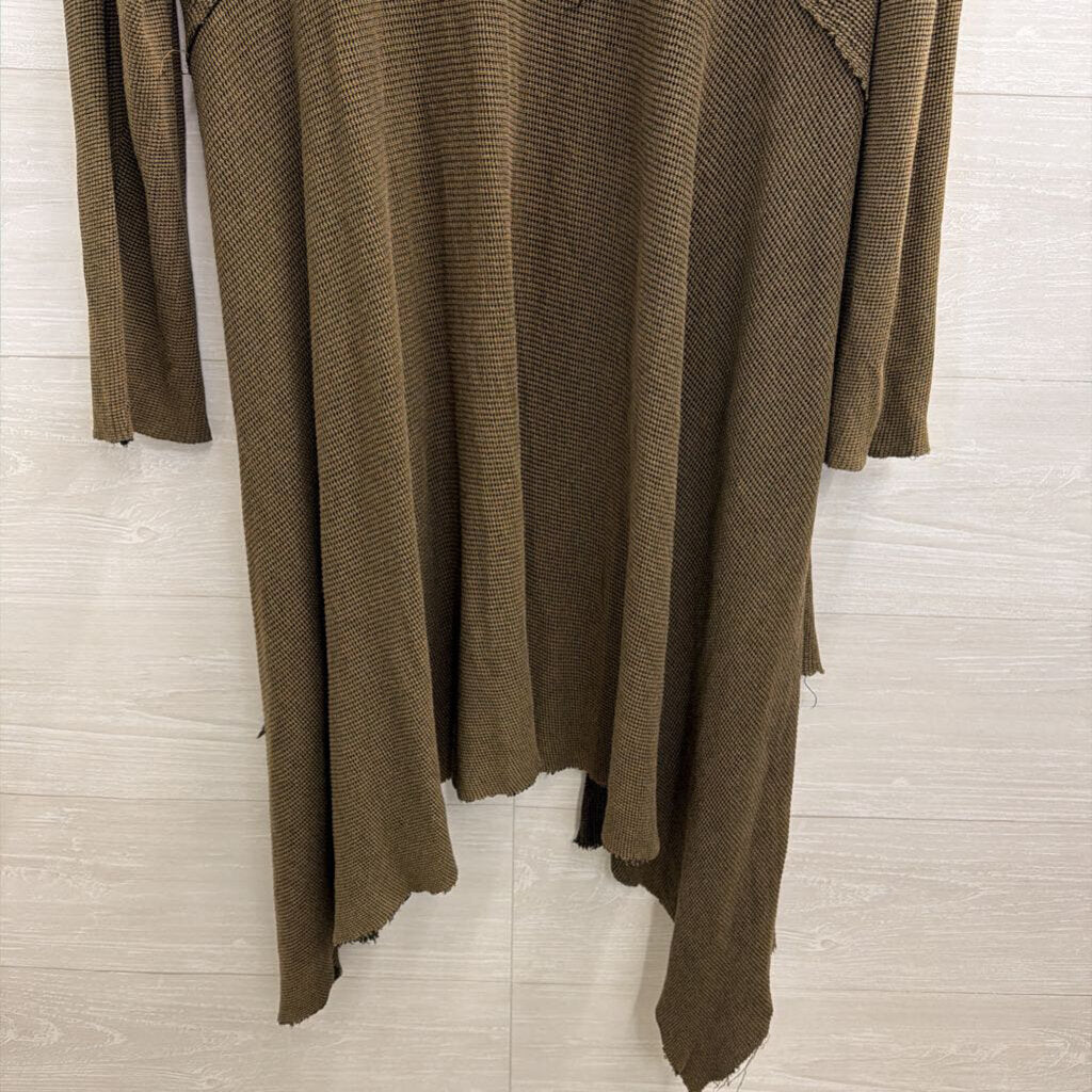 Cut Loose Green Textured Open Front Hooded Duster Extra Large