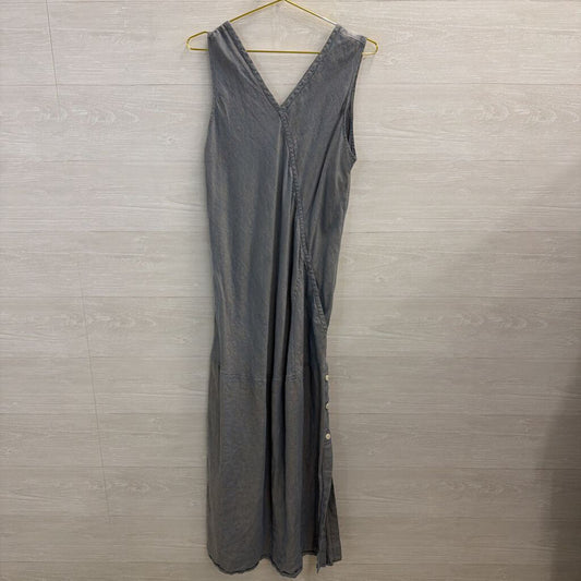 Flax Blue 100% Linen Sleeveless Maxi Dress Large