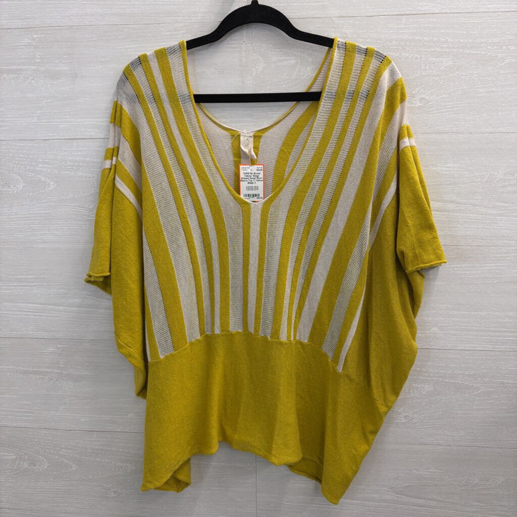 Yellow/ Beige Striped Detail Short Sleeve Top 3