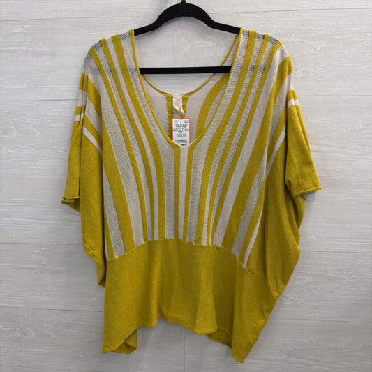 Yellow/ Beige Striped Detail Short Sleeve Top 3