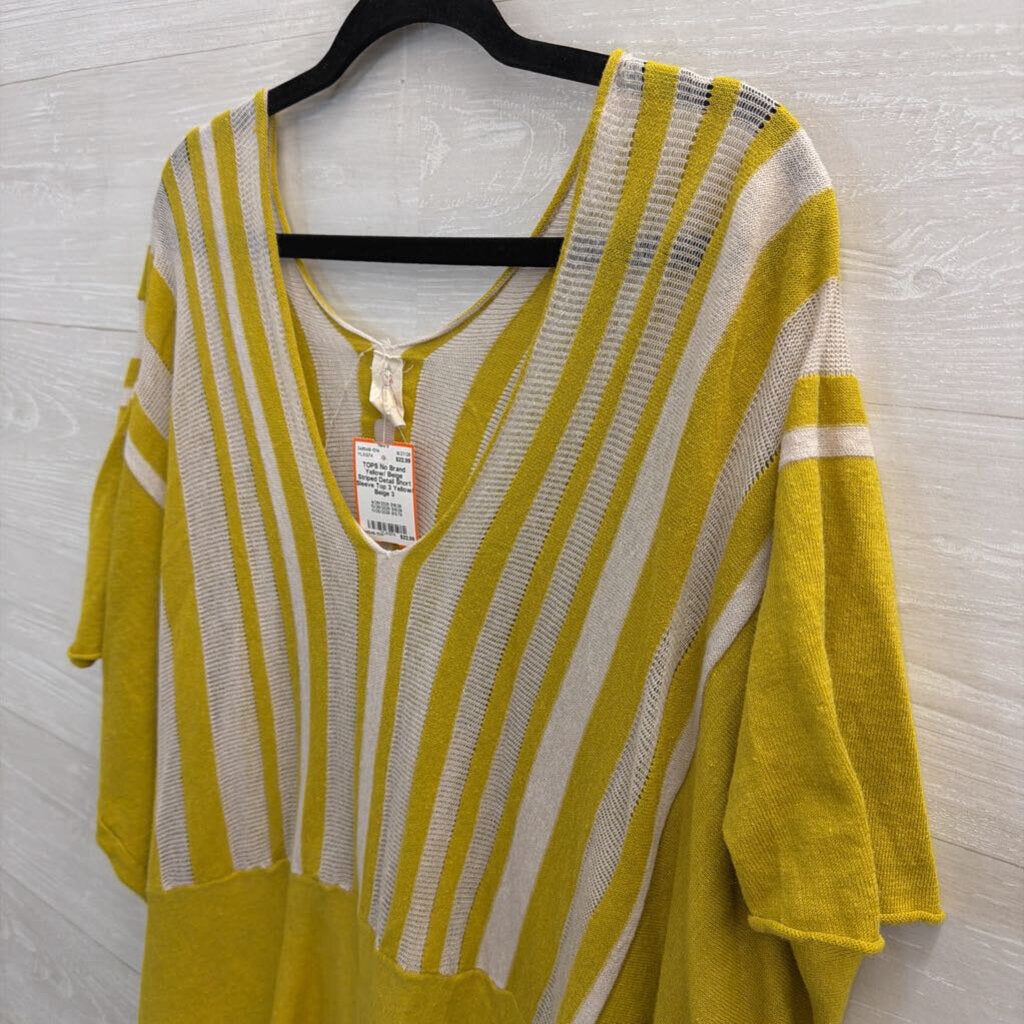 Yellow/ Beige Striped Detail Short Sleeve Top 3