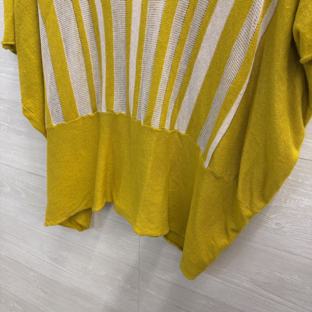 Yellow/ Beige Striped Detail Short Sleeve Top 3