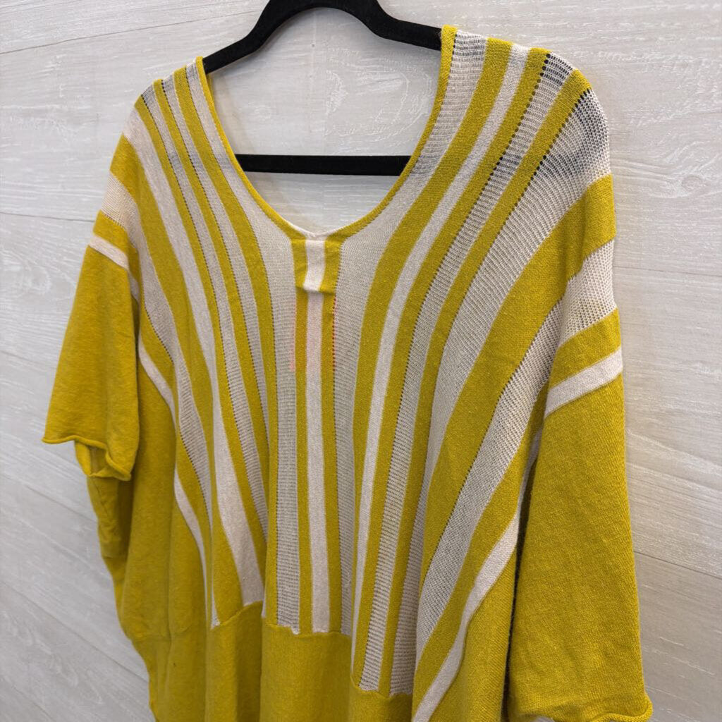 Yellow/ Beige Striped Detail Short Sleeve Top 3