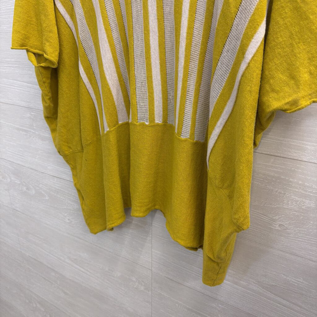 Yellow/ Beige Striped Detail Short Sleeve Top 3