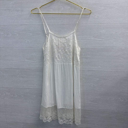 POL White Embroidered Lace Detail Slip Dress Small