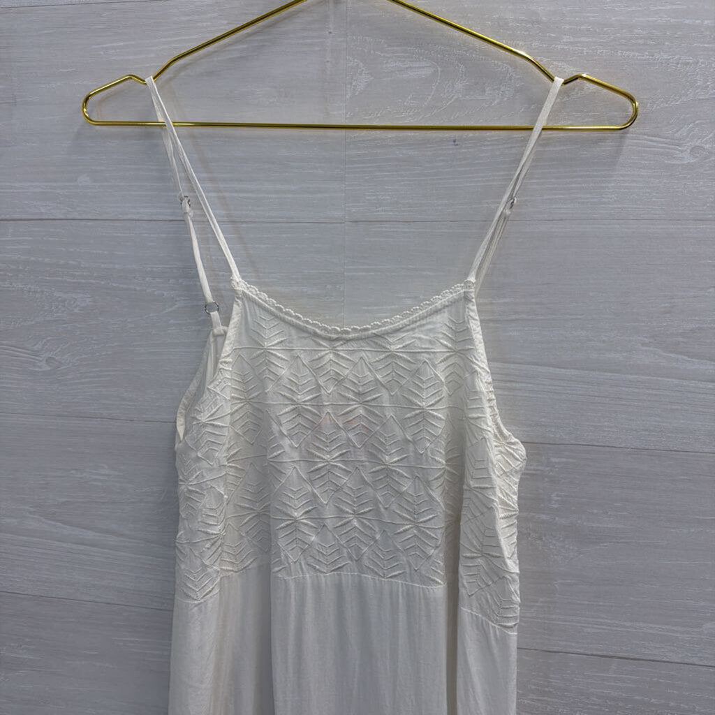 POL White Embroidered Lace Detail Slip Dress Small