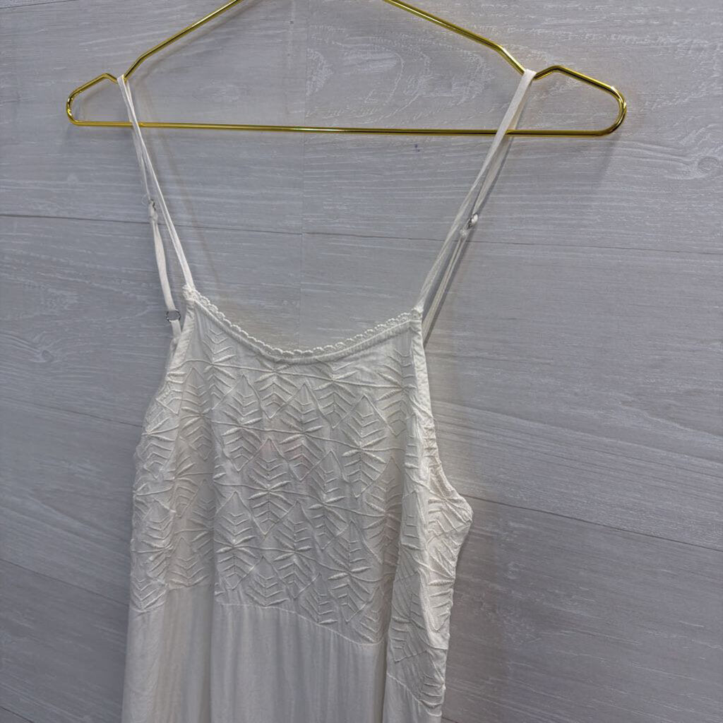 POL White Embroidered Lace Detail Slip Dress Small