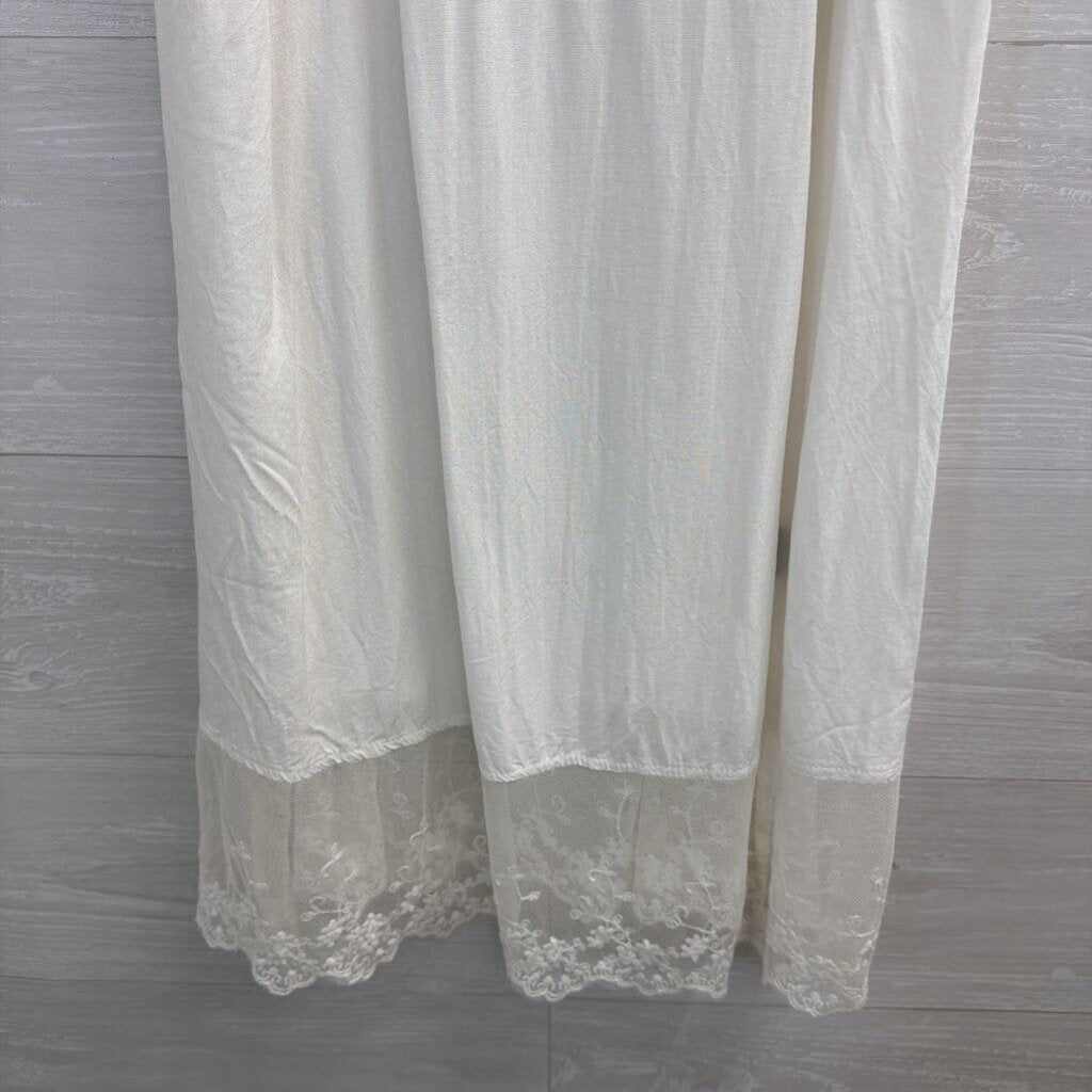 POL White Embroidered Lace Detail Slip Dress Small