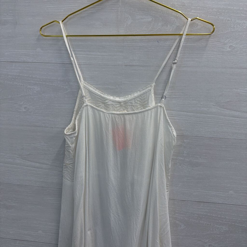 POL White Embroidered Lace Detail Slip Dress Small