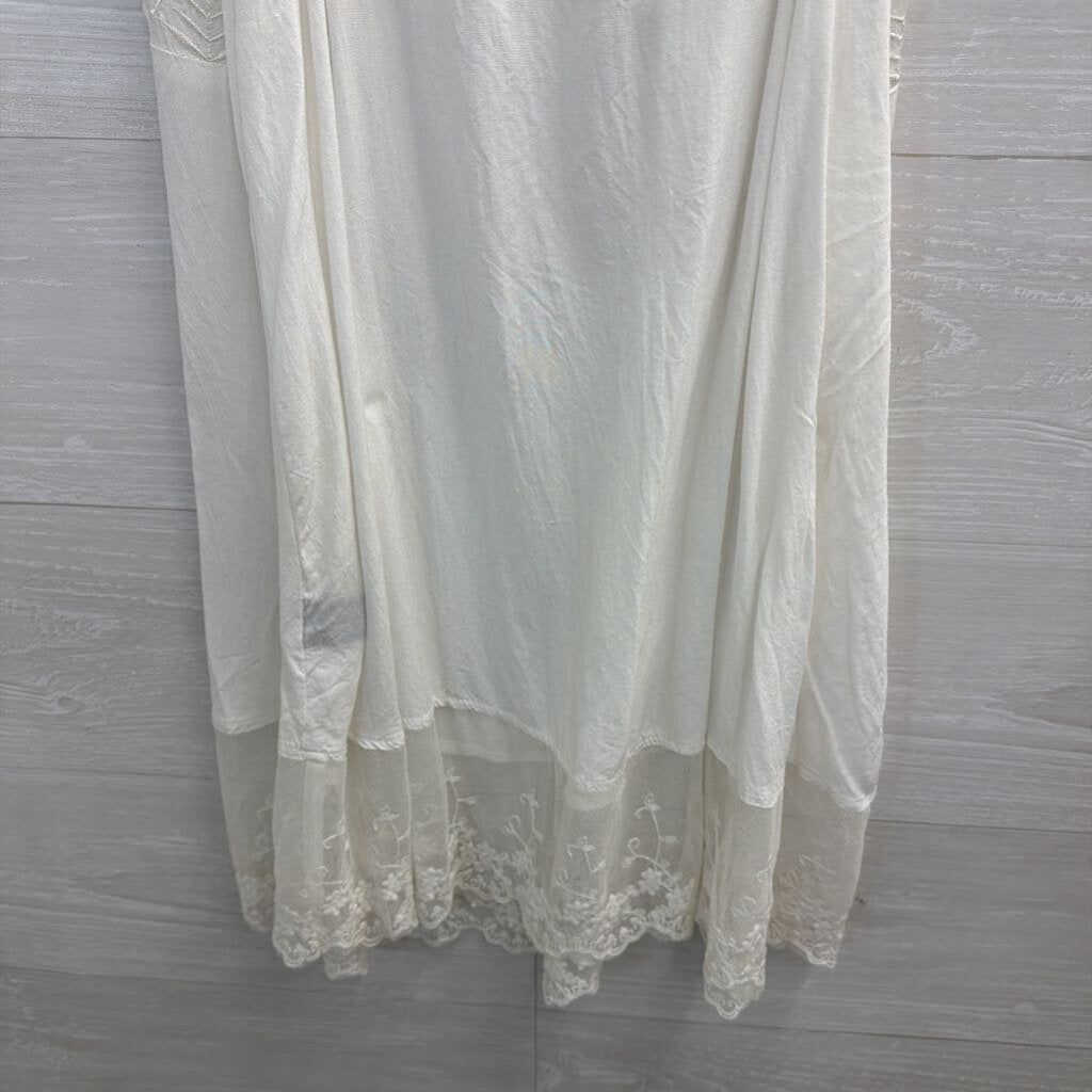 POL White Embroidered Lace Detail Slip Dress Small